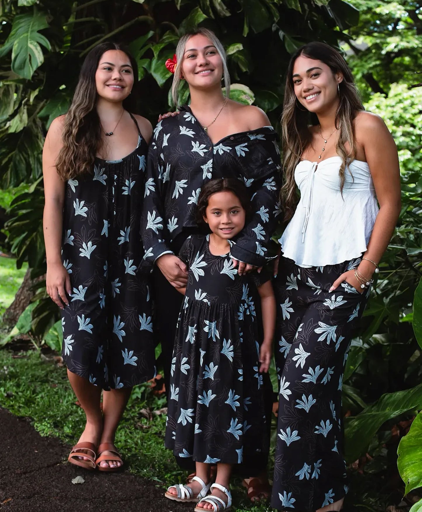 Naupaka Keiki Babydoll Dress Charcoal Gray
