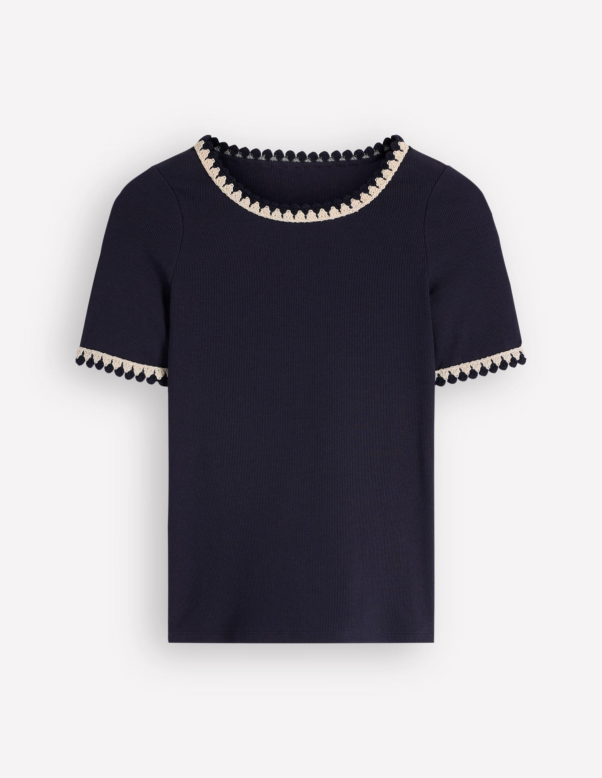 Maddie Trim Detail T-Shirt-Navy
