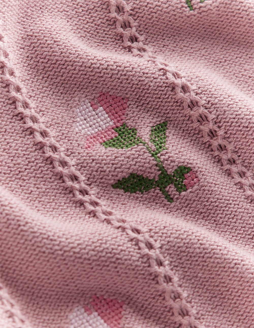 Valeria Crochet Trim Jumper-Rose Pink, Embroidery