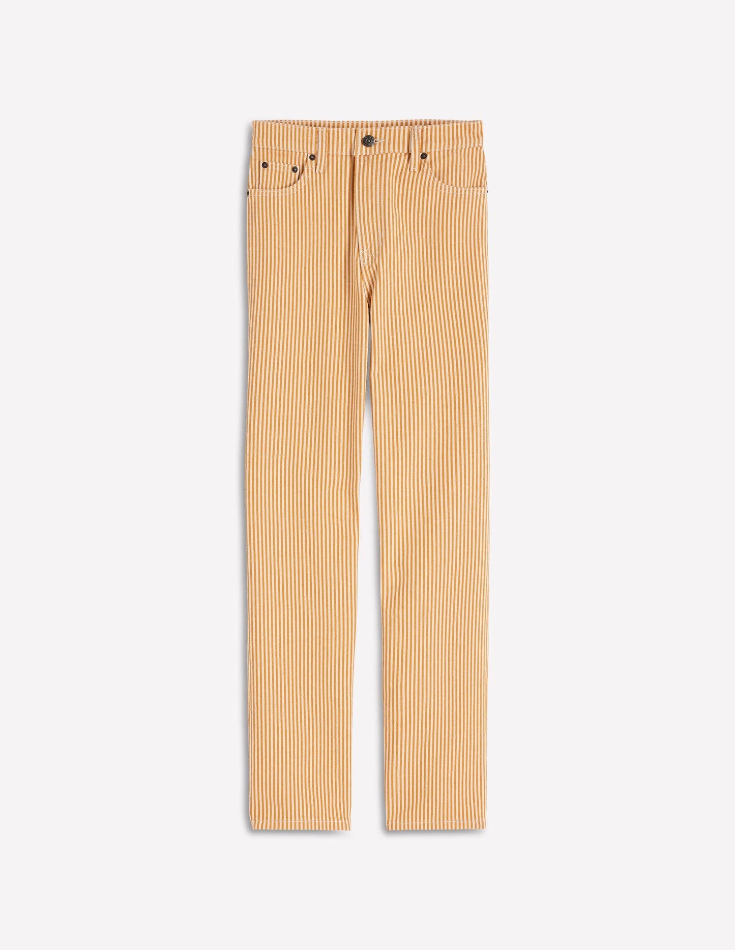 High Rise Straight Jeans-Yellow Stripe