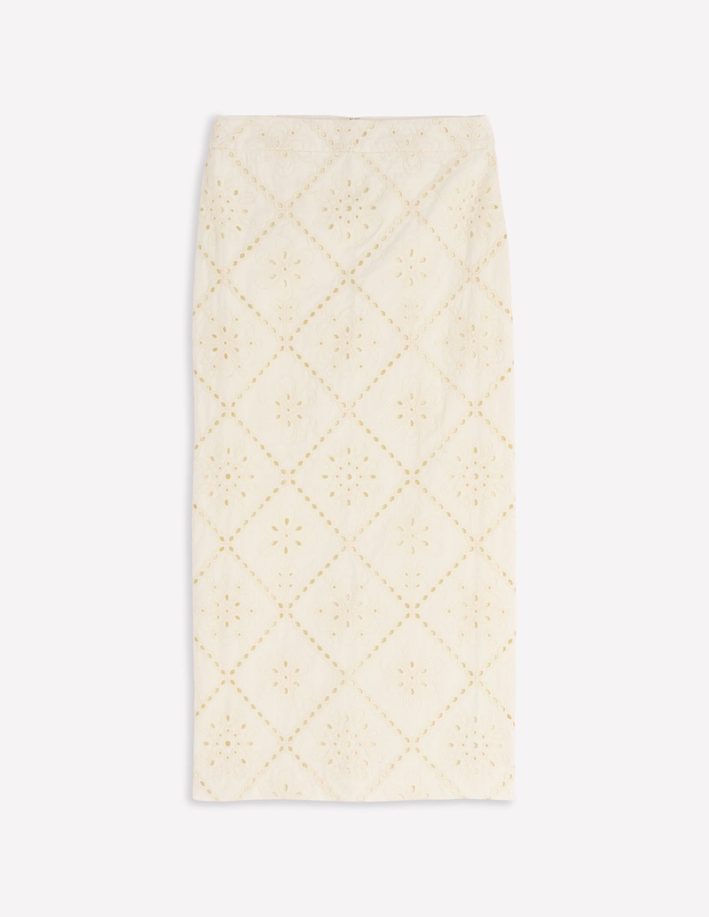 Textured Column Skirt-Ivory Broderie