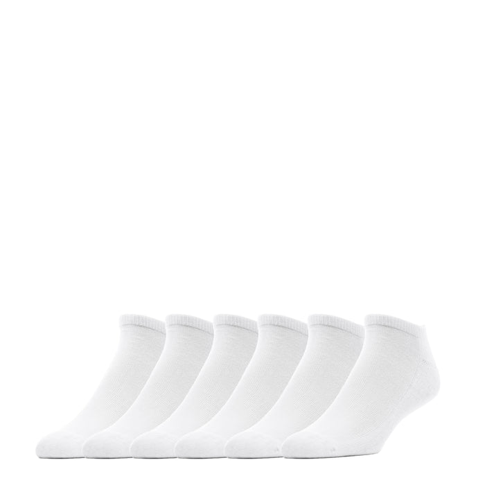 6-pack extra-large no-show socks, white crew ankle socks