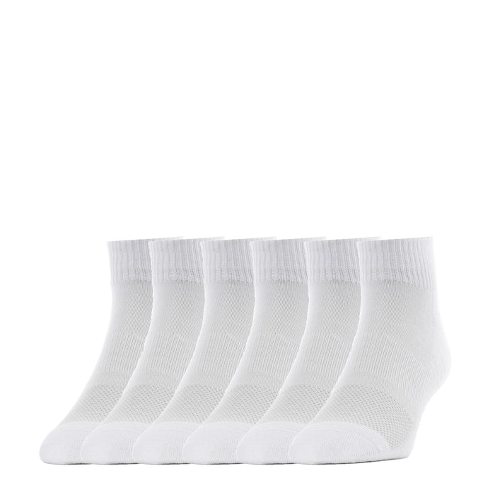 White quarter socks, large 6-packβribbed knit with crew height