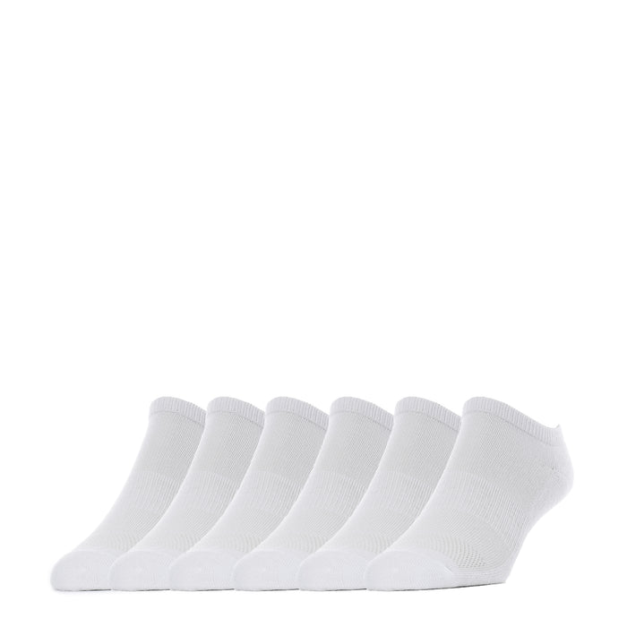 6-pack white no-show socks with low cut ankle for everyday wear