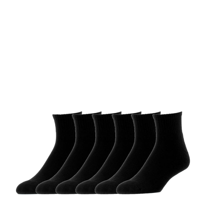 Six-pack black quarter crew socks, set of six