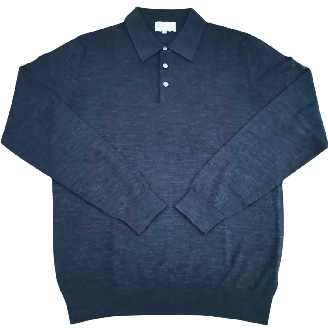Stitch Note Merino Wool Long Sleeve Polo