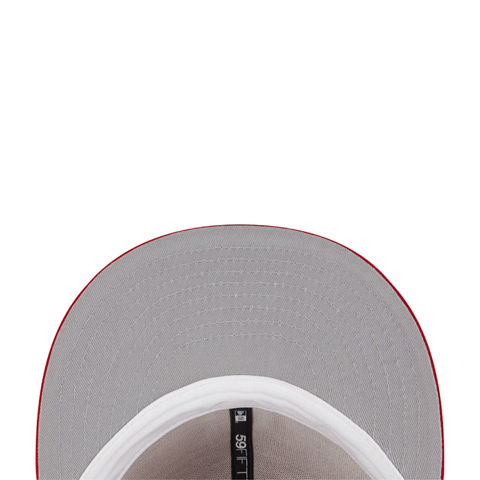 Gray baseball cap showing white inner band and stitching detail at top