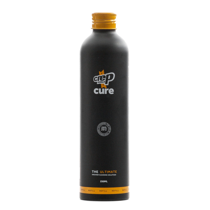 Sneaker cleaning solution bottle with yellow cap, black bottle, 250 ml
