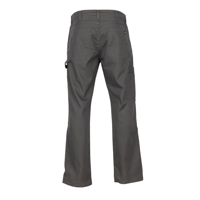 Men's duck carpenter pants in slate gray, back view with dual cargo-style pockets