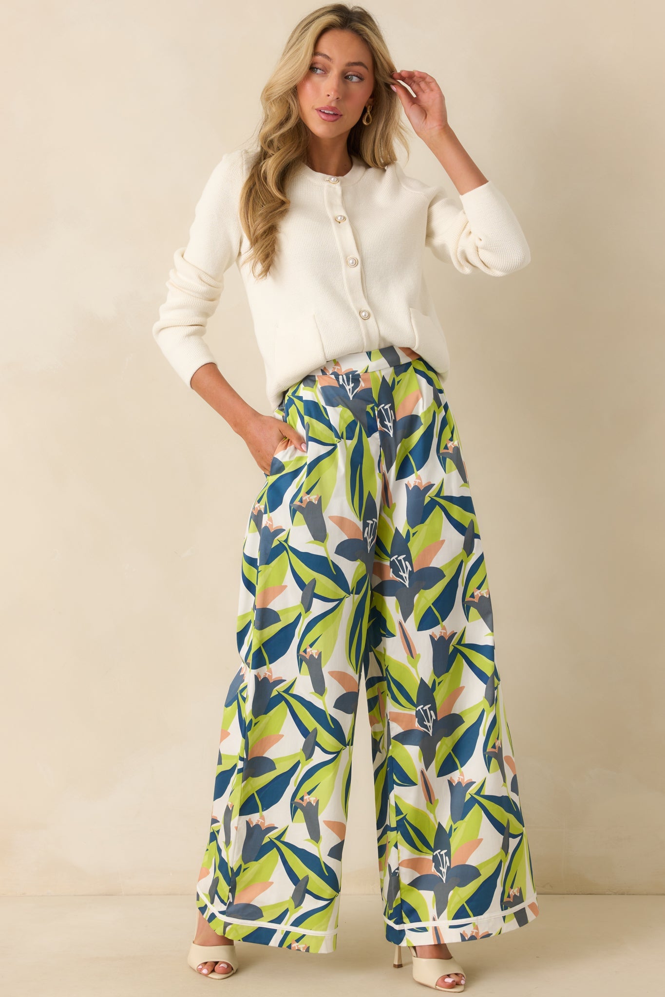 Prosperina Kennedy Ivory Cotton Button Front Cardigan