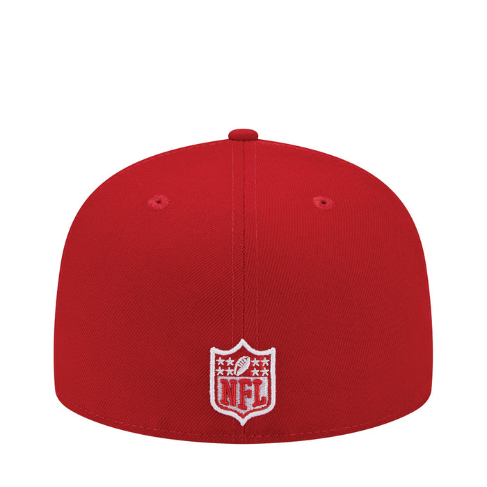 Scarlet red baseball cap with embroidered NFL shield patch on back