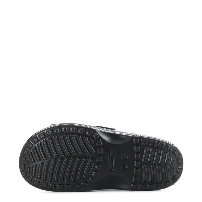 Women's black Crocs slide sandal outsole tread with textured pattern