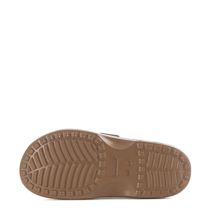 Sepia Crocs slide sandal outsole with textured tread pattern
