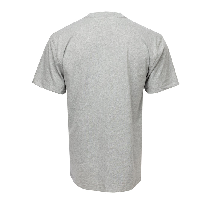 Heather grey menβs t-shirt from back, crew neck, short sleeves
