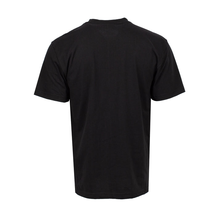 Black heavyweight tee for men, crew neck, short sleeves, plain back