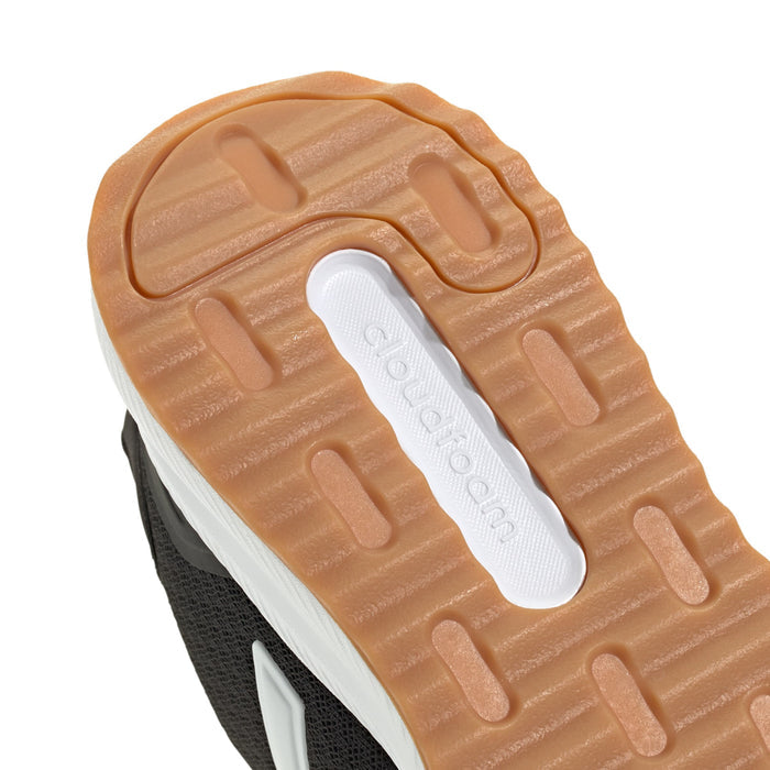 X_PLR Path Wide women's sneakers, outsole close-up with white Cloudfoam badge and gum tread.