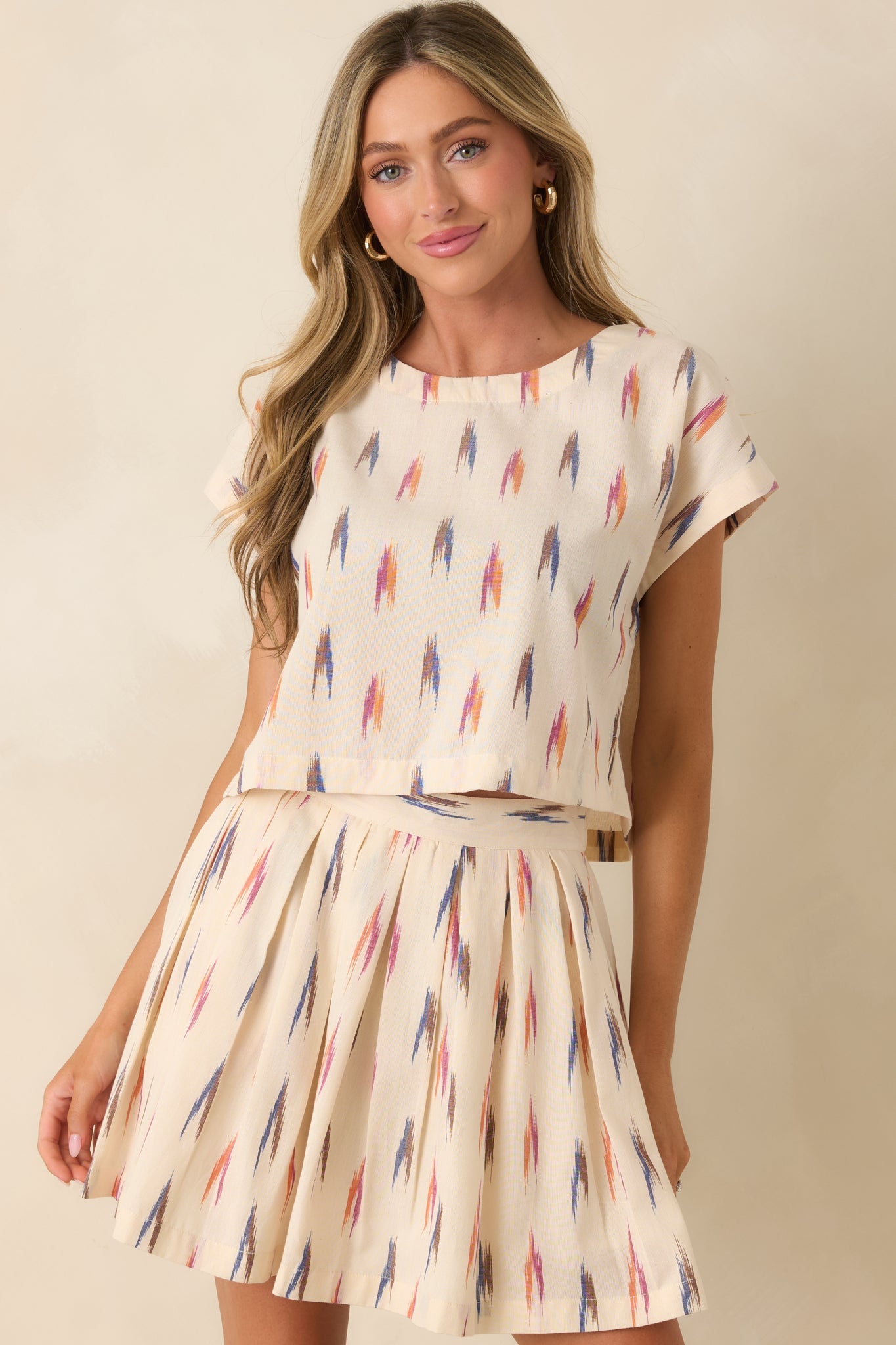 Instant Film Summer Ivory Multi Print Cotton Crop Top