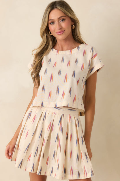 Instant Film Summer Ivory Multi Print Cotton Crop Top