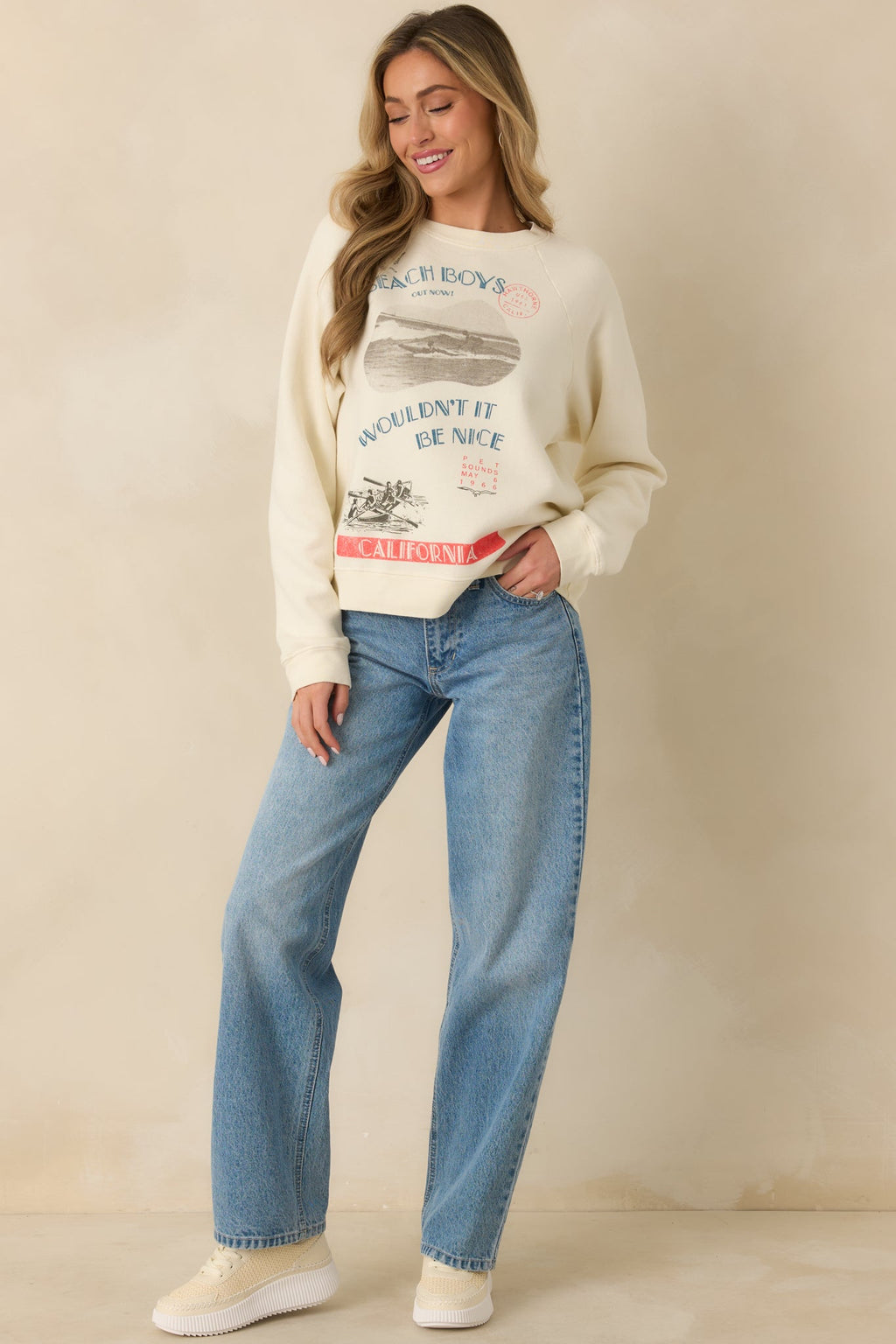 The Beach Boys Wouldn't It Be Nice Ivory Vintage Raglan Sweatshirt