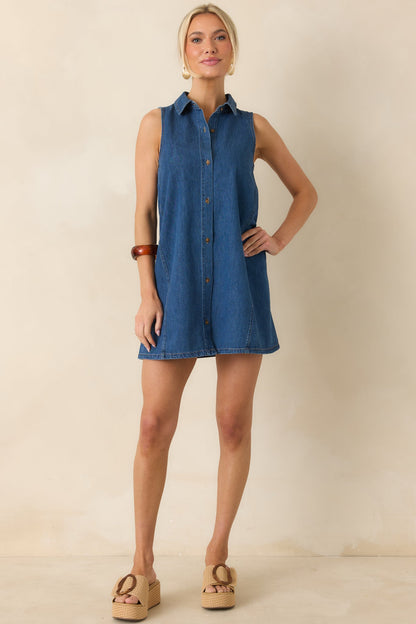 Z Supply New Light Dark Wash Cotton Denim Mini Dress