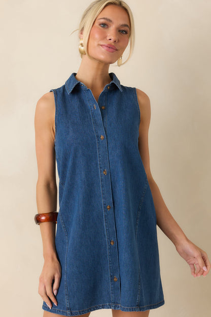 Z Supply New Light Dark Wash Cotton Denim Mini Dress