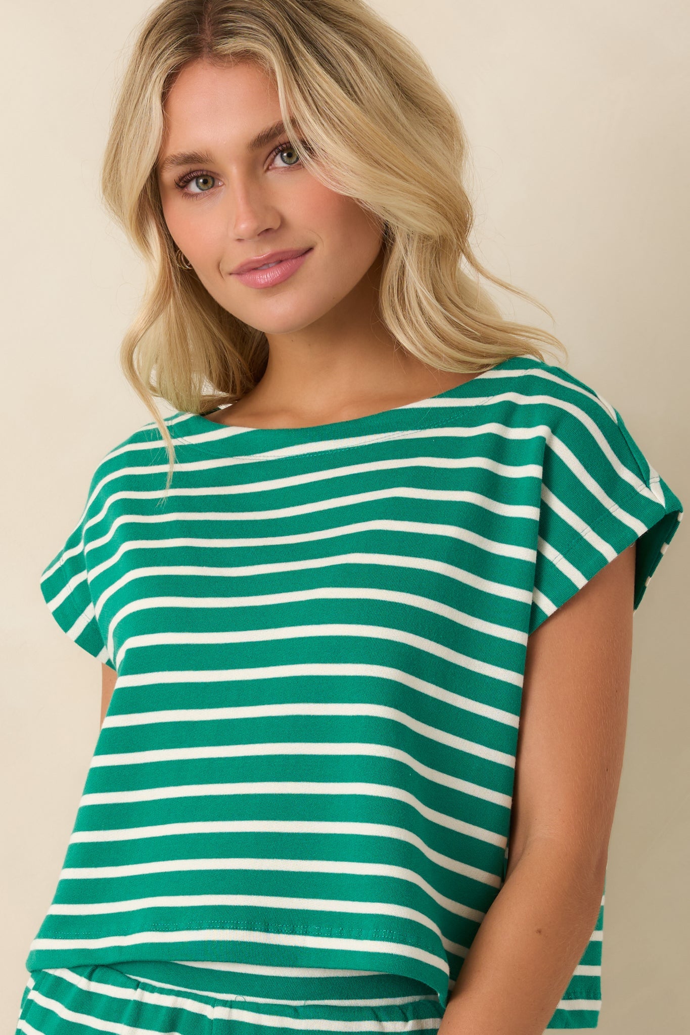 Z Supply Tilly Rainforest Green Cotton Stripe Top
