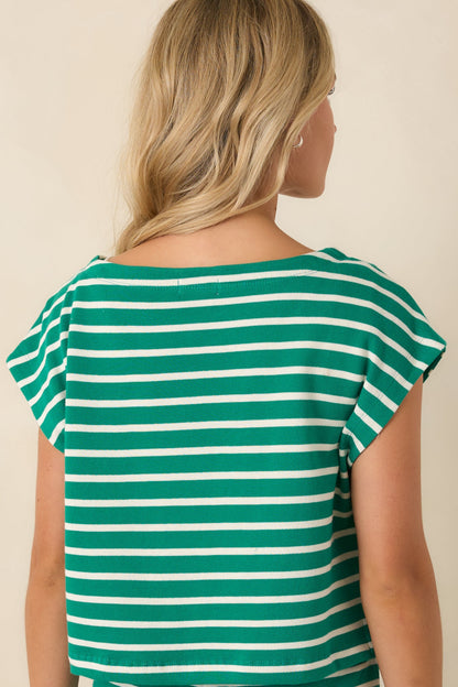 Z Supply Tilly Rainforest Green Cotton Stripe Top
