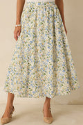ASTR The Label Wylda Green Multi Cotton Floral Midi Skirt