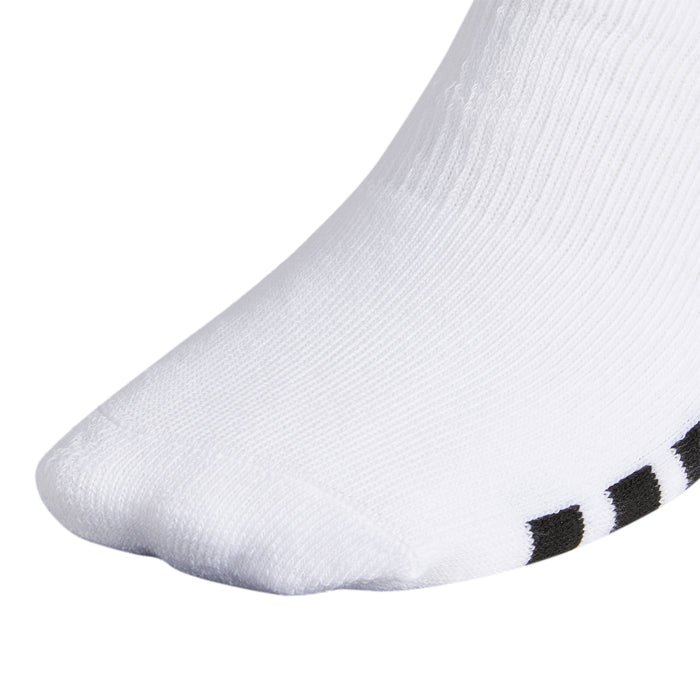 Over-the-calf white sock with black toe stripe logo