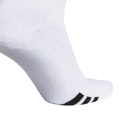 Over-the-calf white sock with black heel-toe stripe logo