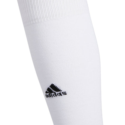 Over-the-calf white sock with black ankle logo