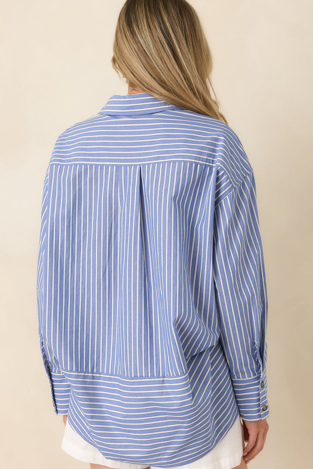 Just What You Wanted Navy Stripe Cotton Button Up Shirt