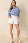Just What You Wanted Navy Stripe Cotton Button Up Shirt