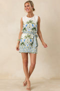 Capri Courtyard Ivory Multi Floral & Palm Sleeveless Top
