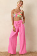 Paradisa Dunedin Pink Cotton Wide Leg Drawstring Pants
