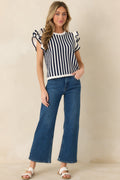 Retro Love Navy & White Stripe Knit Top