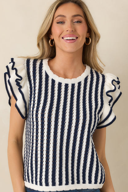 Retro Love Navy & White Stripe Knit Top