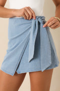 Z Supply Sora Ocean Air Indigo Cotton Jersey Wrap Mini Skirt