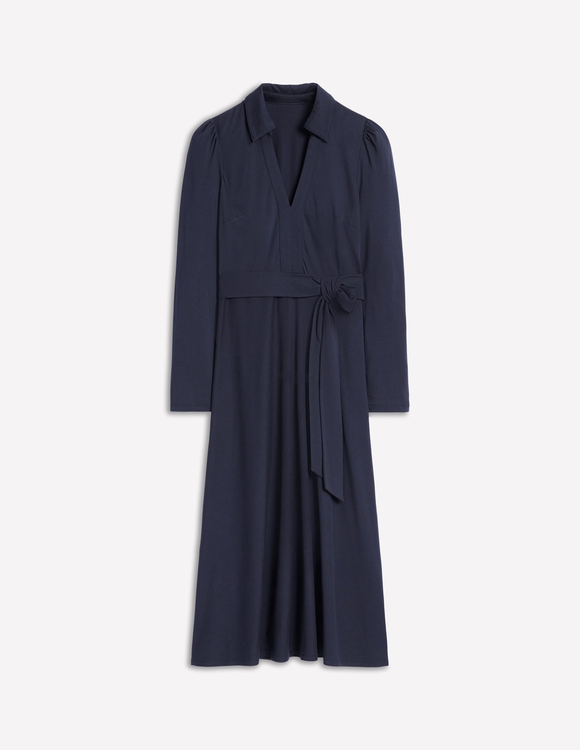 Imogen Collared Jersey Dress-Navy