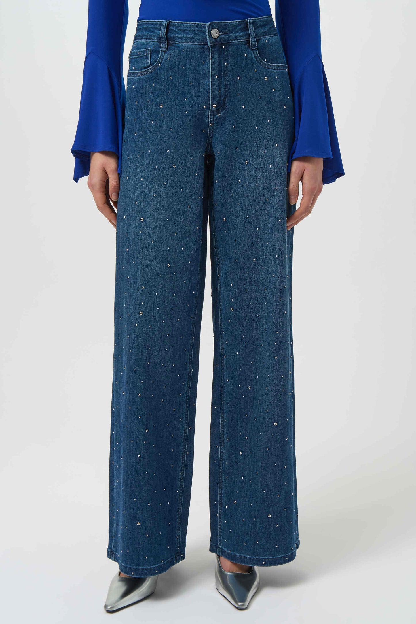 Joseph Ribkoff Classic Wide Leg Jeans with Rhinestones