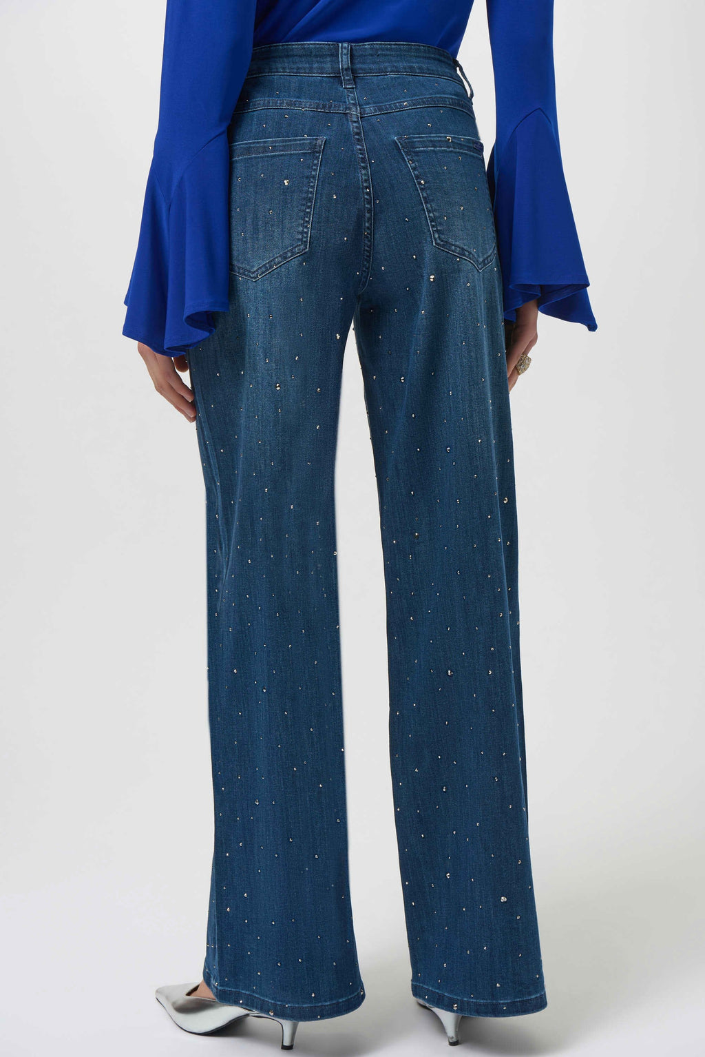 Joseph Ribkoff Classic Wide Leg Jeans with Rhinestones