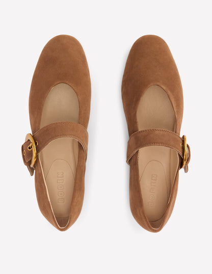 Kylie Flat Buckle Mary Janes-Raw Umber