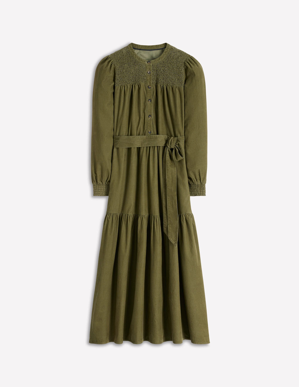 Cecily Cord Midi Dress-Woodland Green