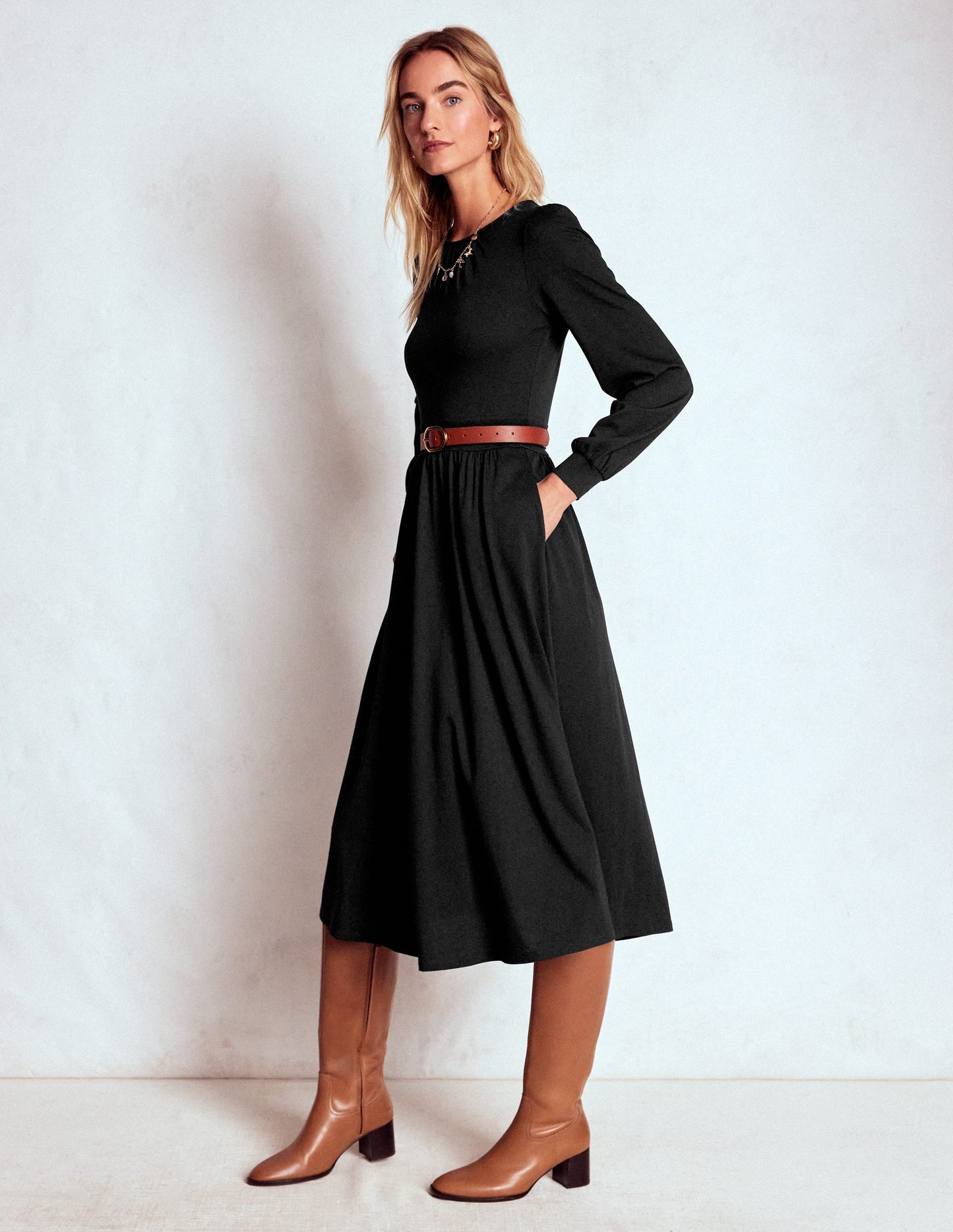 Alexandra Jersey Midi Dress-Black