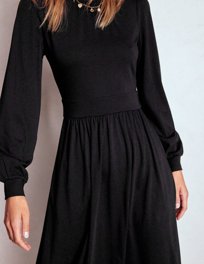 Alexandra Jersey Midi Dress-Black