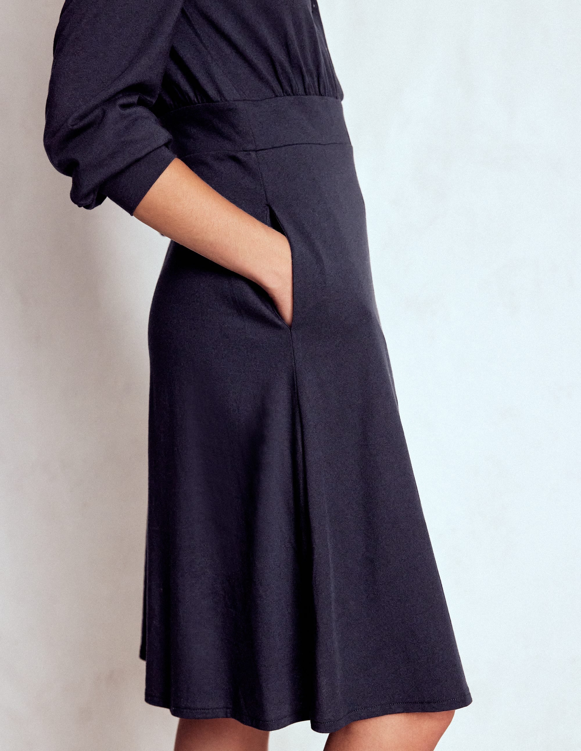 Orla Short Jersey Shirt Dress-Navy