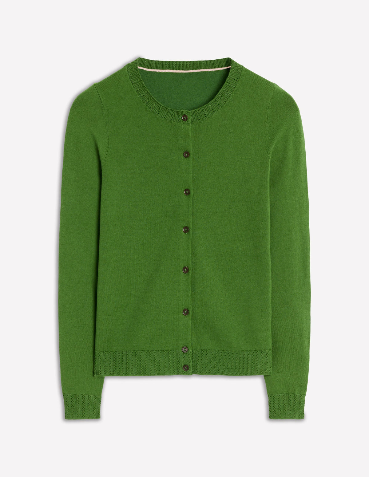 Emilia Cotton Crew Cardigan-Promenade Green
