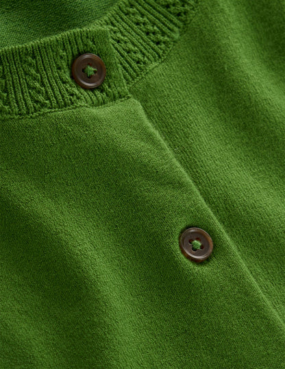 Emilia Cotton Crew Cardigan-Promenade Green