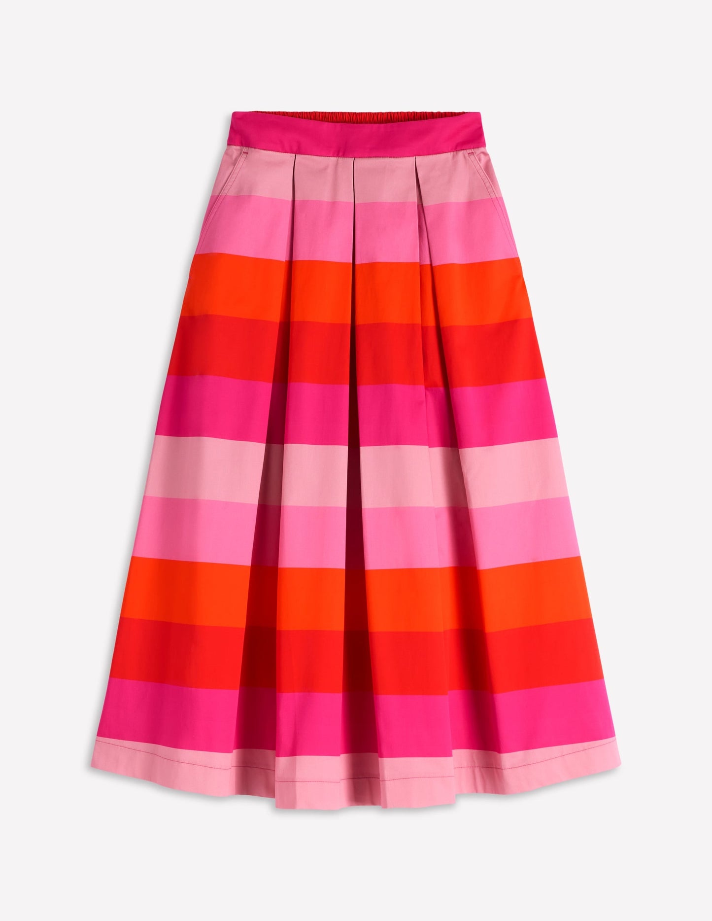 Verity  cotton Sateen Skirt-Pink Tonal Multistripe