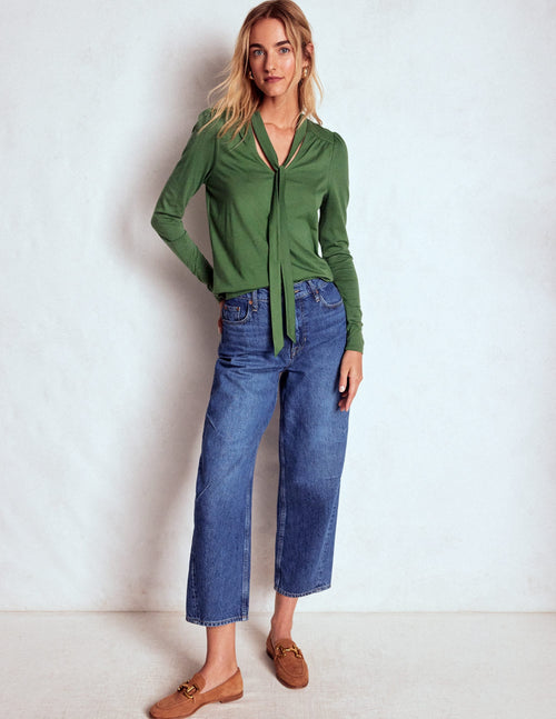 Tie Neck Supersoft Top-Hunter Green